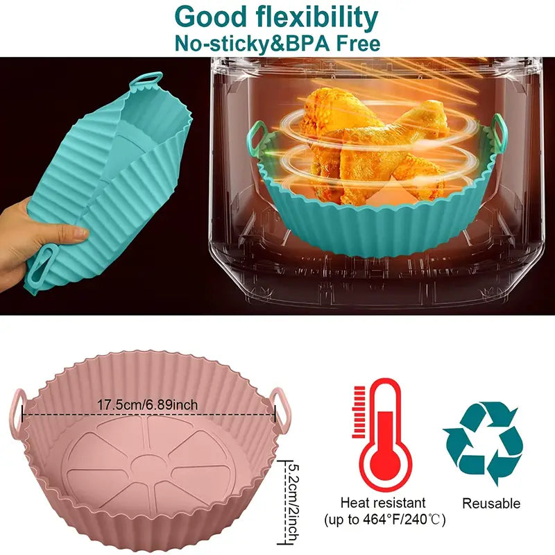 7.5"/8" Reusable Silicone Air Fryer Basket for 3-5 Qt