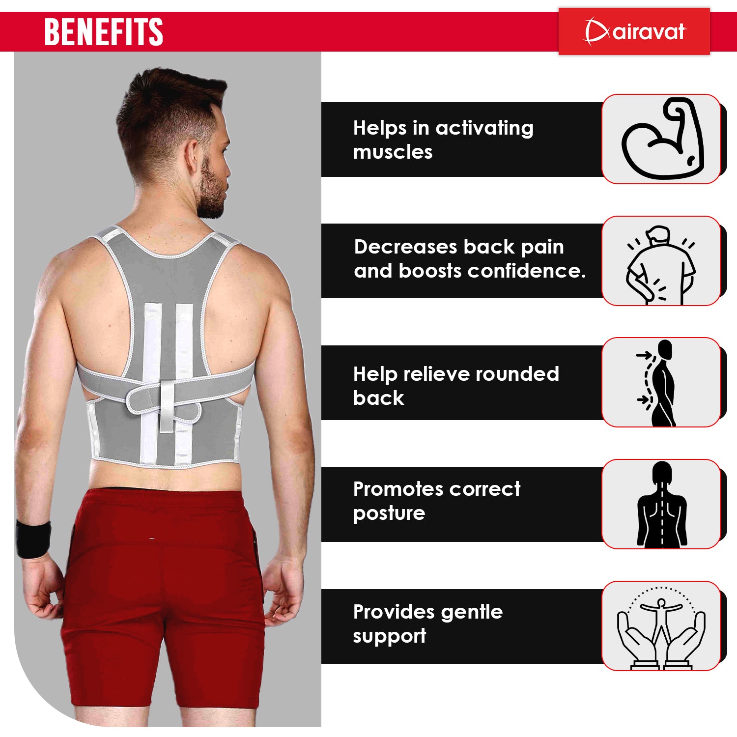 AuFlex Magnetic Back Brace Posture Corrector Belt for Men and Women