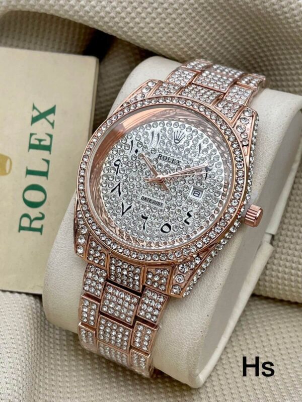 Luxurious Iced-Out Gold Rolex-Inspired Watch - Image 7